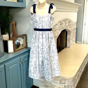 Spring Ready White and Navy Dress